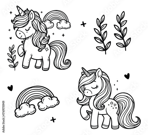 Kawaii Unicorn Squad: Adorable Easy Coloring Pages for Instant Fun
