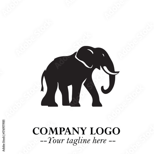 Majestic Elephant Logo Symbol in Black on White Background with Elegant Minimalist Modern Design