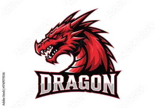 Fierce red dragon mascot gaming logo design - Gaming logo - Gaming Mascot - esport mascot stock illustration