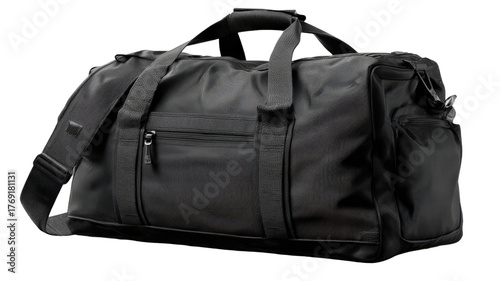 black sport bag durable gym duffle fitness accessory travel equipment athletic gear portable luggage isolated on white background