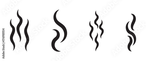 Smoke steam icon set vector hot aroma heat design on transparent background
