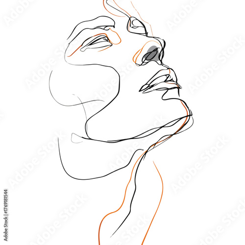 Elegant continuous line art of man's face with uplifting gaze