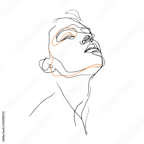 Elegant continuous line drawing of man gazing upward