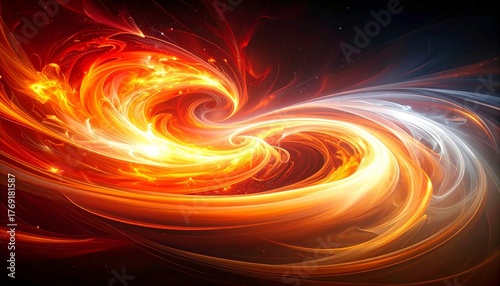 Abstract light trails, orange red white on black
