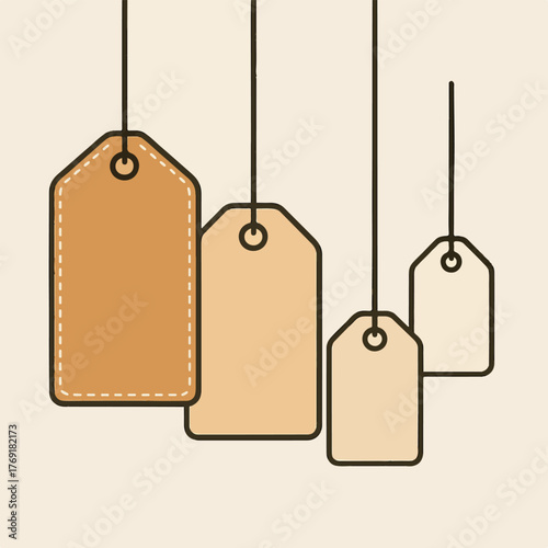 Hanging tags with outline design and gradient fill