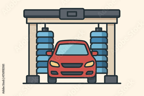 vector illustration of a robotic car wash