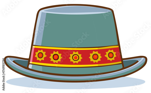 Colorful hat with floral decor and brim illustration