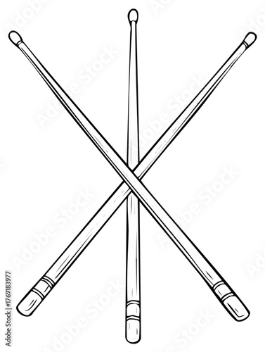 Crossed drumsticks illustration musical instrument vector