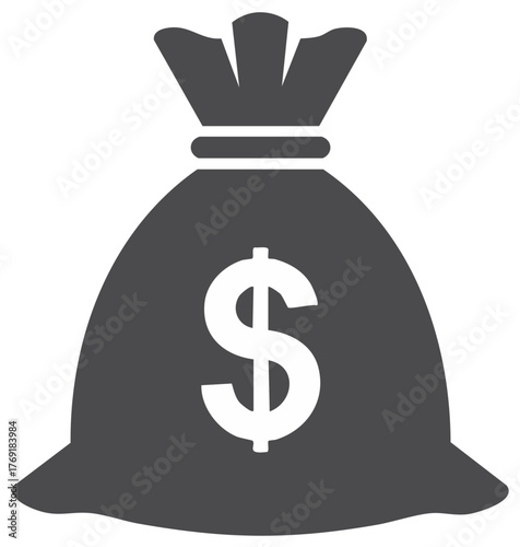 Money Bag Illustration with Dollar Sign Icon Finance and Wealth Pictogram Graphic Symbol Signifying Monetary Resources Savings or Business Growth