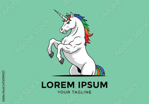 Rearing unicorn mascot logo for gaming and brands - Gaming logo - Gaming Mascot - esport mascot stock illustration