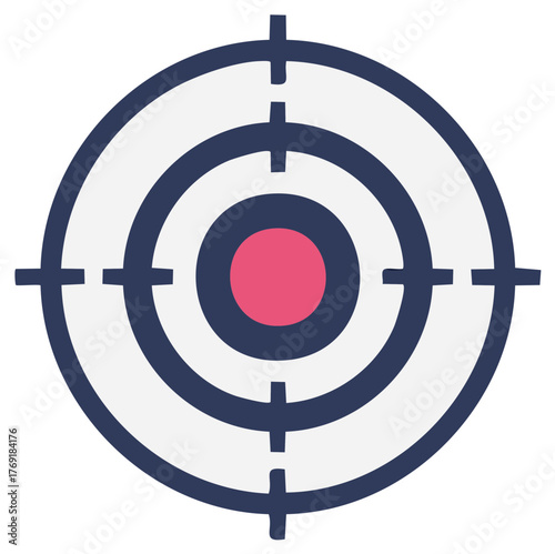 Target icon with crosshairs aiming at the center in vibrant color scheme.