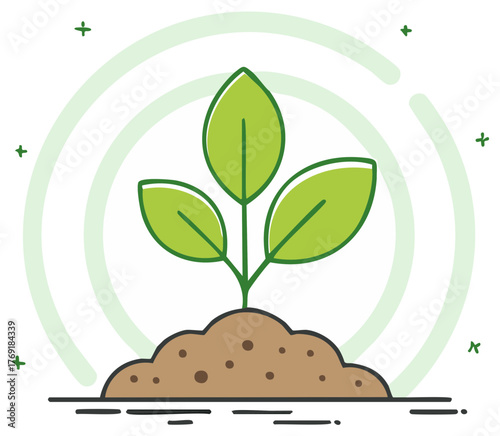 Plant Sapling Sprouting, New Growth in Soil: Environment and Sustainability Graphic