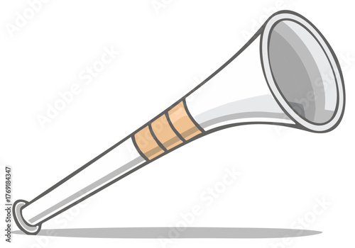 Illustration of a White Vuvuzela or Stadium Horn for Sports Events and Celebrations