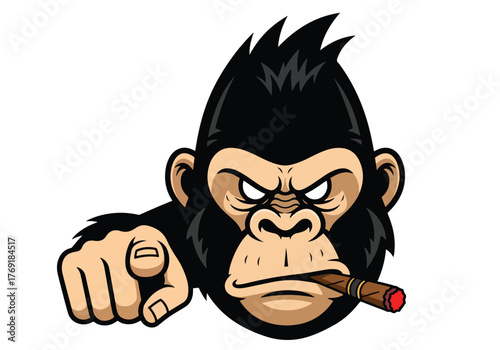 Mischievous monkey mascot smoking cigar gaming logo - Gaming logo - Gaming Mascot - esport mascot stock illustration