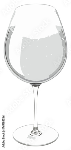 Elegant grayscale vector illustration of a classic wine glass with a sparkling liquid inside