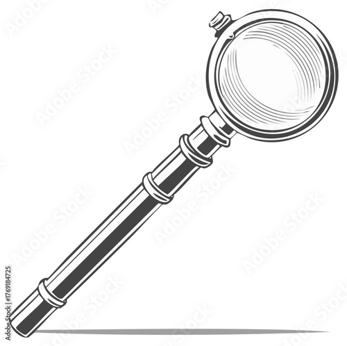 Vintage Style Magnifying Glass Engraving Illustration for Science or Detective Work