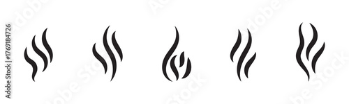 Smoke steam icon set vector hot aroma heat design on transparent background
