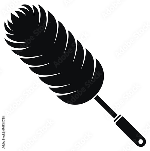 Black and White Duster Illustration for Cleaning Dust and Surfaces