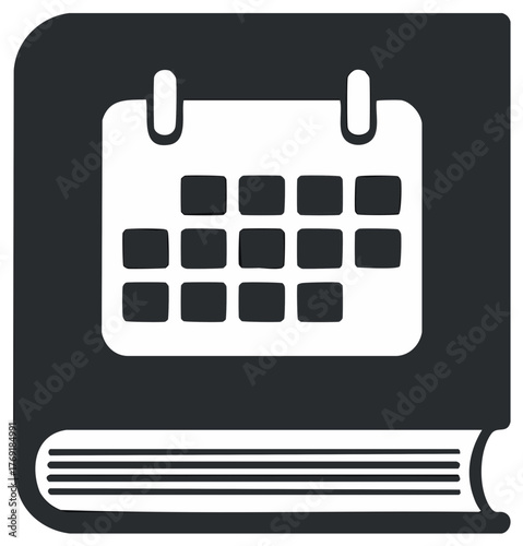 Black and white calendar book design schedule reminder appointments icon