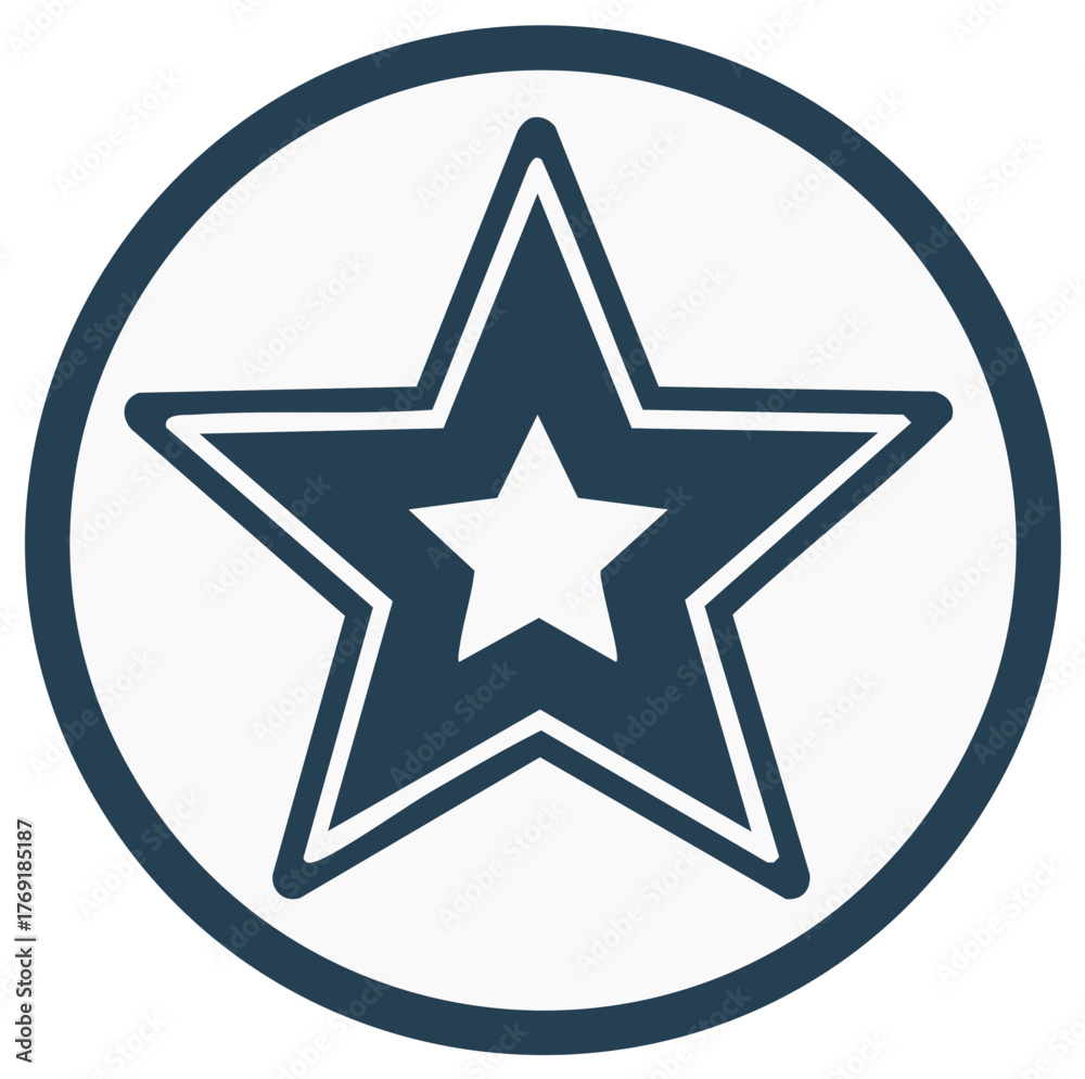 Obraz premium Star inside a circle logo design, navy and white colors, abstract graphic element