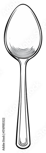 Versatile everyday silverware spoon line drawing kitchenware icon for cooking and serving designs