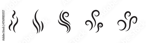 Smoke steam icon set vector hot aroma heat design on transparent background