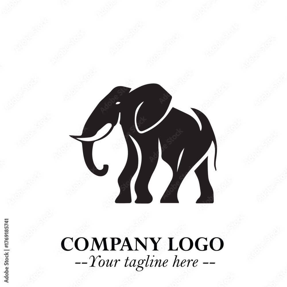 Obraz premium Majestic Elephant Logo Symbol in Black on White Background with Elegant Minimalist Modern Design