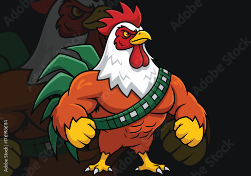 Mighty rooster gaming mascot fierce warrior character - Gaming logo - Gaming Mascot - esport mascot stock illustration