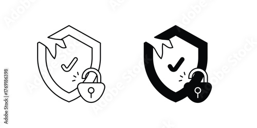 Security Breach set icon with white background vector stock illustration