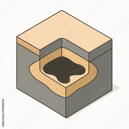 Cross Section of Soil Layers with Water Table