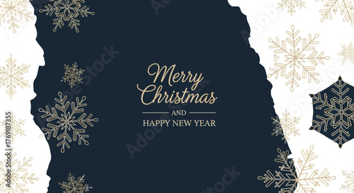 Festive Holiday Season Greetings with Golden Snowflakes