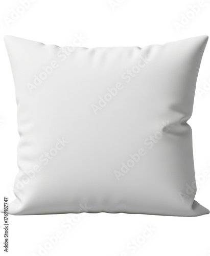  White square cushion on a transparent background PNG image soft fabric pillow for comfort