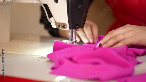 Seamstress Sewing Fabric with Sewing Machine – Tailoring and Garment Production