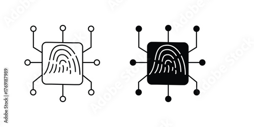 Biometric set icon with white background vector stock illustration