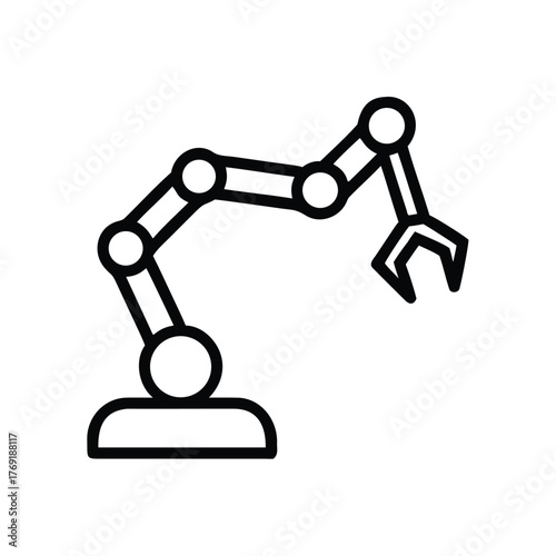 Robotic arm icon with gripper on a white background machine automation