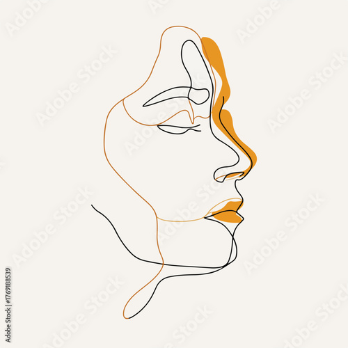 Elegant Single Line Art Human Head