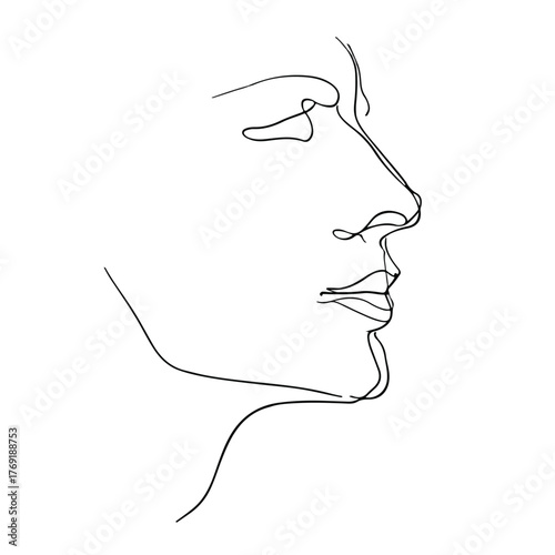 Elegant Single Line Drawing of Human Head