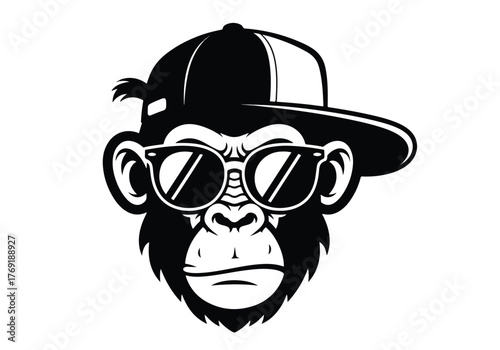 Cool monkey wearing sunglasses and baseball cap - Gaming logo - Gaming Mascot - esport mascot stock illustration