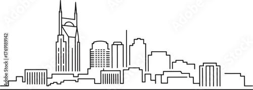Nashville Skyline Outline Illustration Minimalist Design Urban Silhouette Buildings Landmark