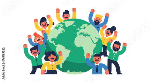 Global Unity: Diverse People Celebrate Earth, Embracing Community and Shared Goals