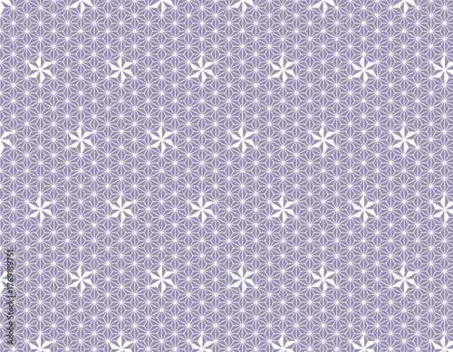 ファブリック素材　おしゃれな和柄背景　麻の葉　藤色