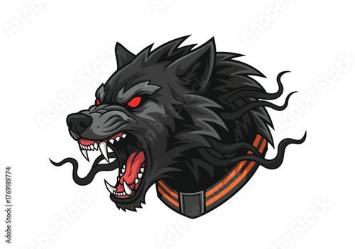 Fierce black wolf gaming mascot fierce eyes aggressive style - Gaming logo - Gaming Mascot - esport mascot stock illustration