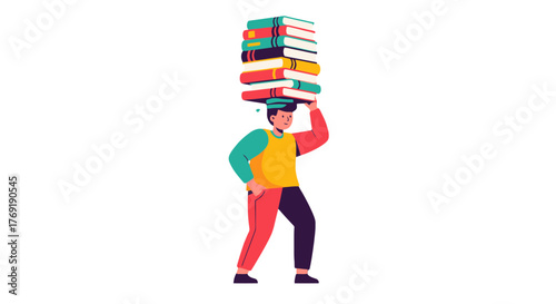 Illustration Of A Person Carrying Books Symbolizing Knowledge And Education