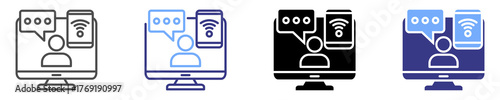online interaction icon set multiple style
