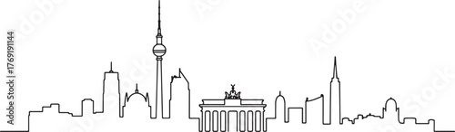 Dynamic Berlin Skyline Outline Silhouette on Transparent Backdrop Ideal for Editorial Graphics