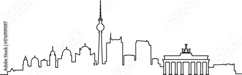 Sleek Berlin Cityscape Silhouette Skyline on Transparent Background for Modern Design Projects