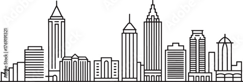 Atlanta Cityscape Outline Illustration USA Landmark Drawing Urban Architecture Skyline
