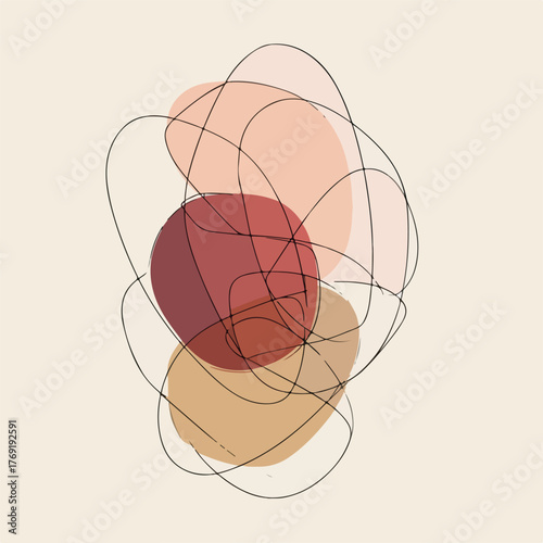 Elegant Continuous Line Overlapping Curved Shapes