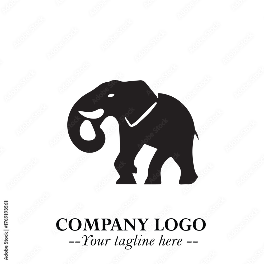 Fototapeta premium Majestic Elephant Logo Symbol in Black on White Background with Elegant Minimalist Modern Design