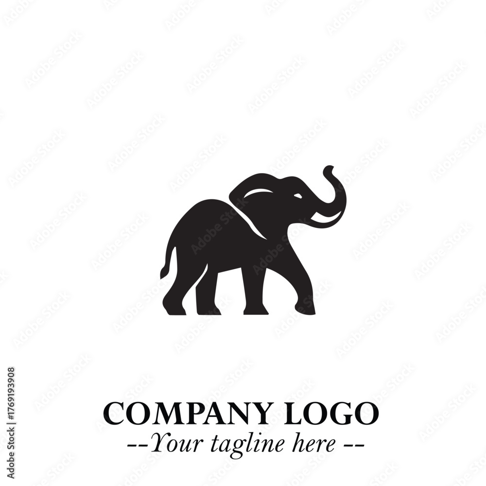 Obraz premium Majestic Elephant Logo Symbol in Black on White Background with Elegant Minimalist Modern Design
